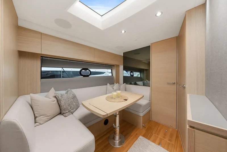 V40157 Yacht Photos Pics Luxurious interior of 2023 Princess V40 yacht with elegant seating and modern design.