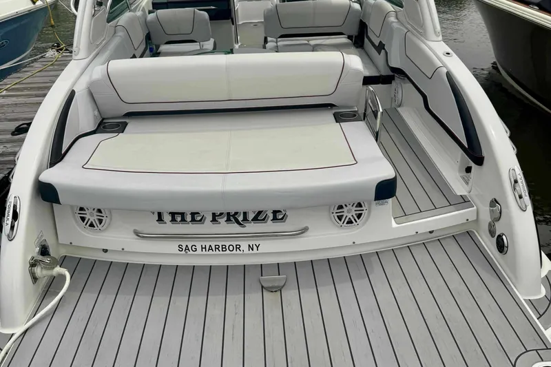  Yacht Photos Pics 2020 Formula 290 Bowrider boat with spacious seating, docked at Sag Harbor, NY.