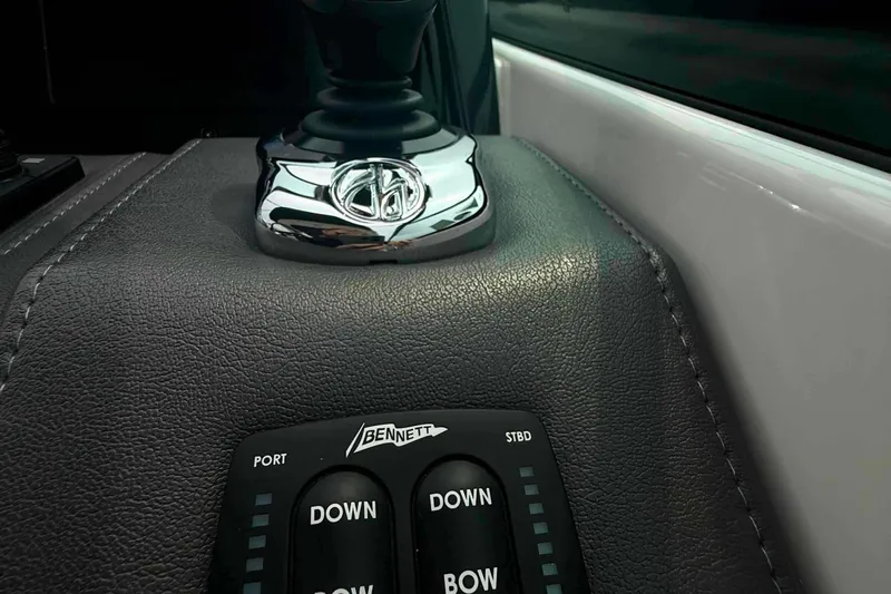  Yacht Photos Pics Control panel of 2020 Formula 290 Bowrider boat with Bennett trim tab switches.