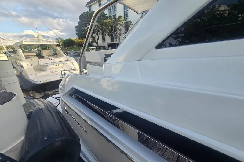  Yacht Photos Pics 2018 Cruisers Yachts 50 Cantius docked, showcasing sleek design and luxury features.