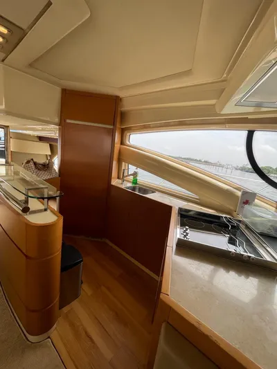 Obsession Yacht Photos Pics Interior of 2012 Azimut 53 yacht with modern design and panoramic windows.