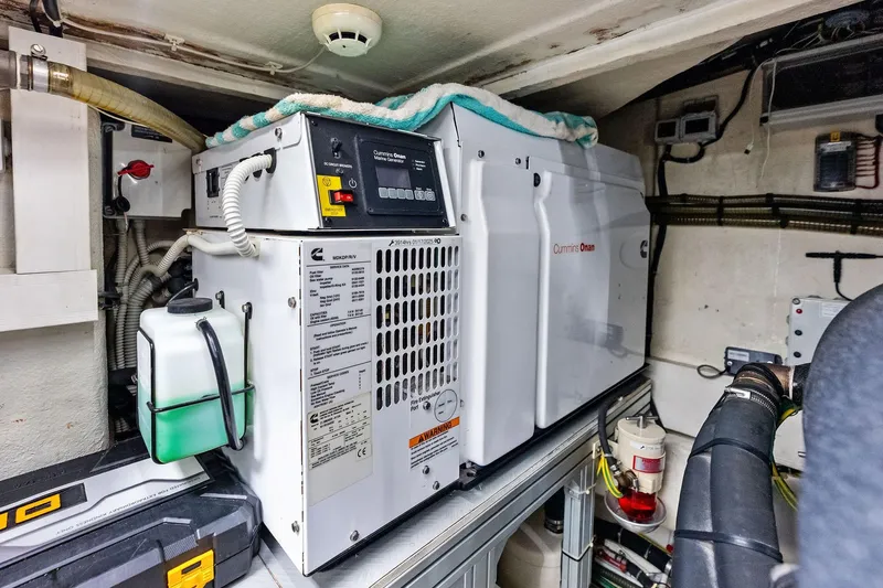 Acqua Yacht Photos Pics Engine room of 2018 Ferretti Yachts 550 with Cummins Onan generator.
