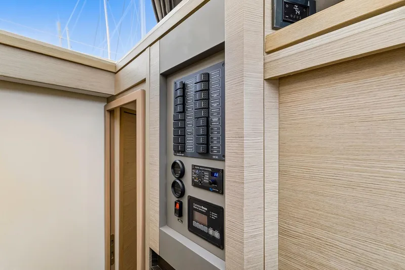 Nauti Mollie Yacht Photos Pics Control panel inside 2020 Fountaine Pajot Astrea 42 Catamaran, featuring modern design and functionality.