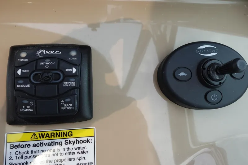  Yacht Photos Pics Control panel of a 2016 Formula 34 Cruiser with Axius and Golight systems.