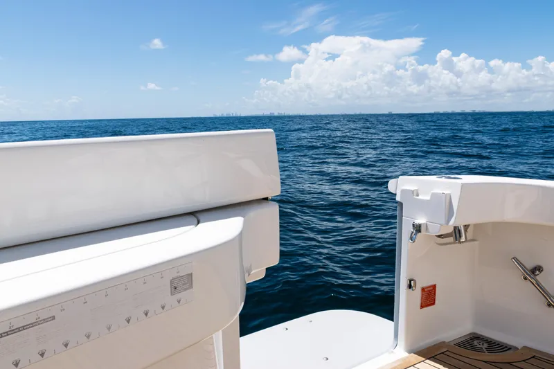  Yacht Photos Pics 2021 Viking 44 Open yacht deck with ocean view and clear sky.