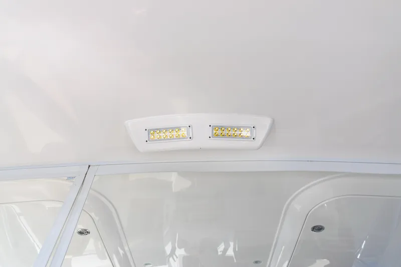  Yacht Photos Pics LED ceiling lights on 2021 Viking 44 Open yacht interior.