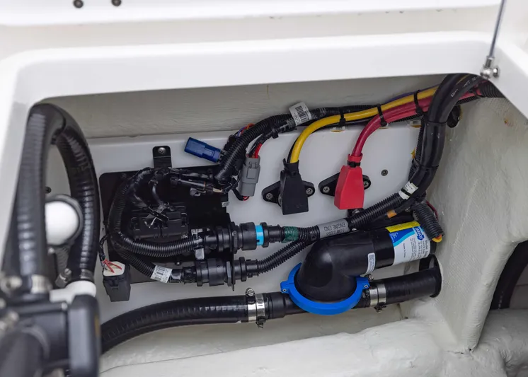  Yacht Photos Pics Electrical wiring and components inside a 2023 Invincible 33 Catamaran.