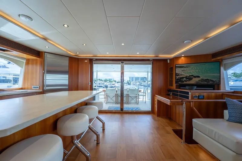 Vitality Yacht Photos Pics Luxurious interior of 2016 Horizon PC60 yacht with modern design and elegant furnishings.