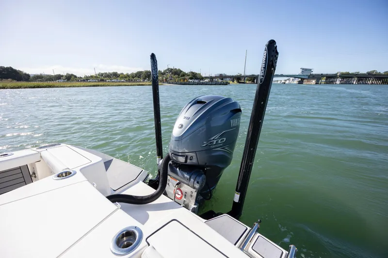  Yacht Photos Pics 2023 Pathfinder 2700 Open boat with Yamaha XTO engine on water.