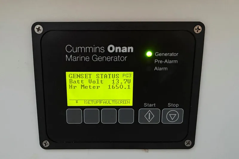 Still Waters Yacht Photos Pics Cummins Onan marine generator display on 2007 Sea Ray 44 Sedan Bridge.