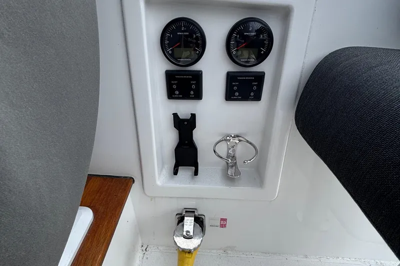 Godspeed Yacht Photos Pics Control panel of 2023 Nautitech 44 Open with gauges and switches.