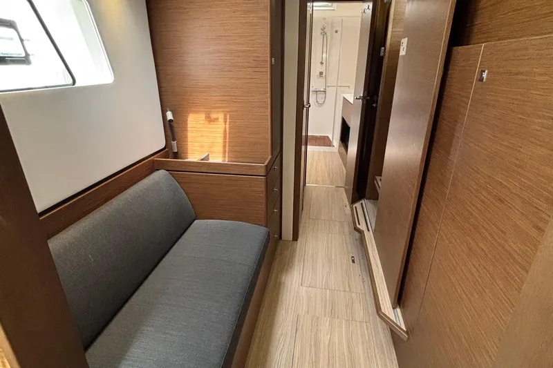 Godspeed Yacht Photos Pics 2023 Nautitech 44 Open interior with wooden finish and modern design.