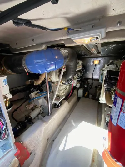  Yacht Photos Pics Engine room of 2005 Sea Ray 420 Sedan Bridge with visible components and equipment.