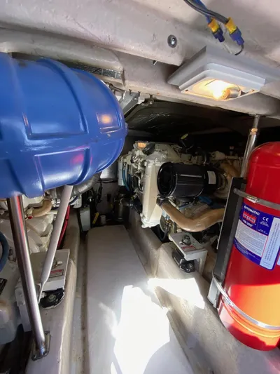  Yacht Photos Pics Engine room of 2005 Sea Ray 420 Sedan Bridge with visible components and equipment.