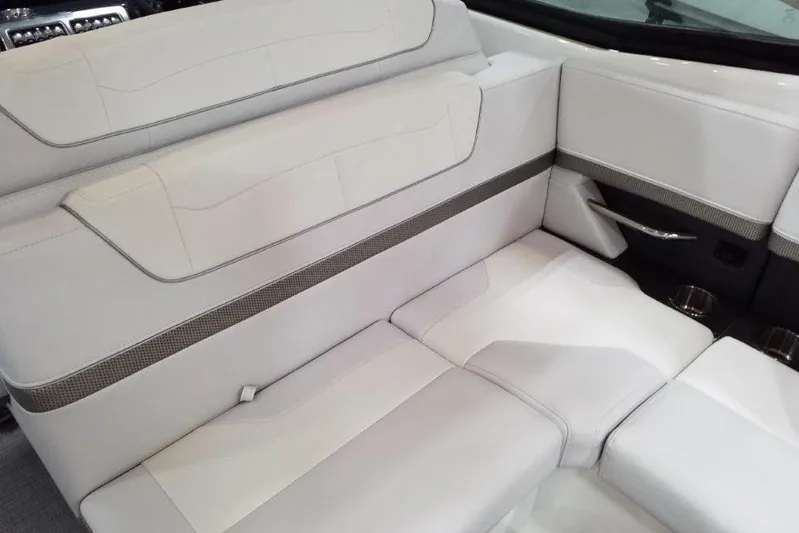  Yacht Photos Pics 2021 Formula 350 Sun Sport interior with luxurious white seating and modern design.