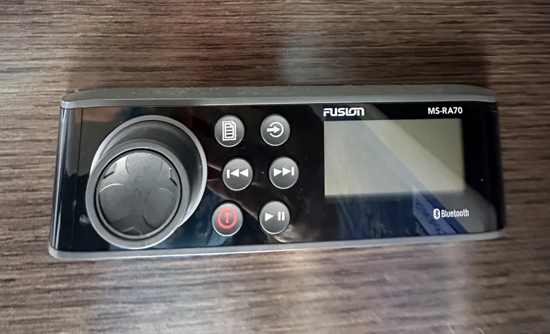 Lux Life Yacht Photos Pics Fusion MS-RA70 Bluetooth marine stereo on 2017 Cruisers Yachts 390 Express Coupe.
