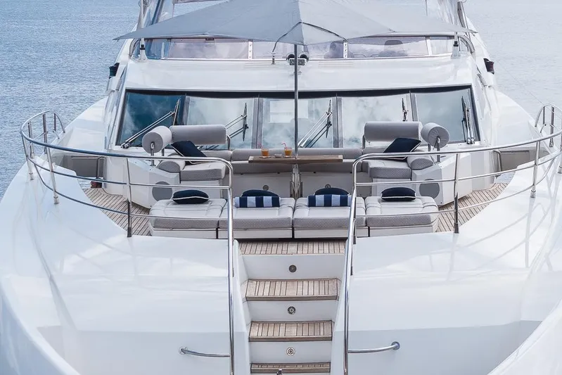 Insignia Yacht Photos Pics Luxurious 2015 Sunseeker 115 yacht deck with elegant seating and ocean view.
