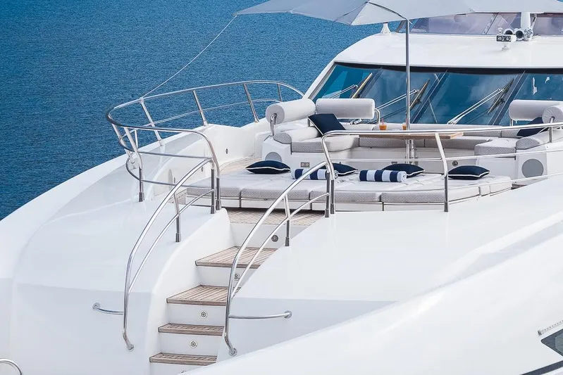 Insignia Yacht Photos Pics Luxurious 2015 Sunseeker 115 yacht deck with elegant seating and ocean view.