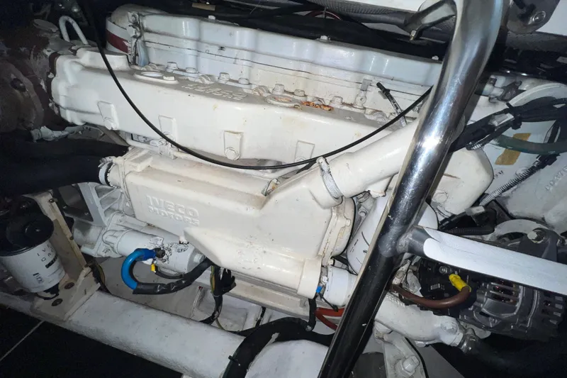  Yacht Photos Pics Engine compartment of 2009 Cantieri Estensi Goldstar 42 Fly yacht, featuring Iveco Motors.