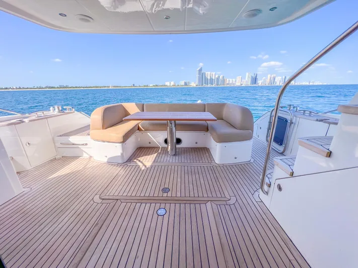  Yacht Photos Pics Luxurious 2013 Princess 60 yacht deck with city skyline view.
