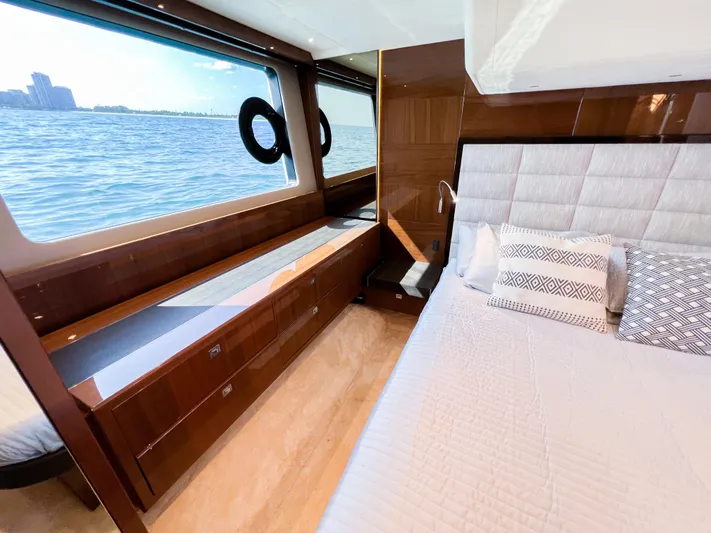  Yacht Photos Pics Luxurious cabin interior of 2013 Princess 60 yacht with ocean view.