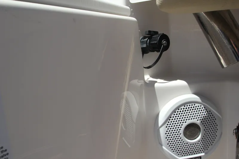  Yacht Photos Pics 2020 Ranger Tugs R-27 boat detail showing speaker and control knob.