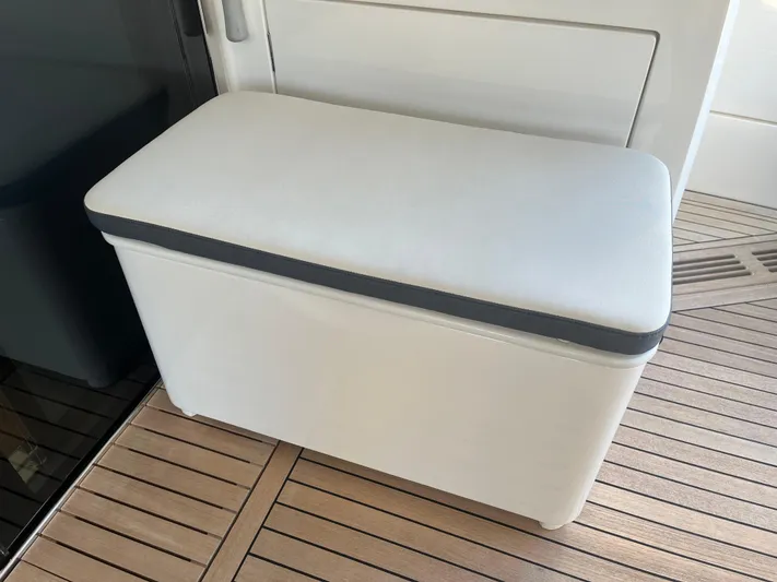  Yacht Photos Pics Bench seat on Princess Y72 yacht, 2022 model.
