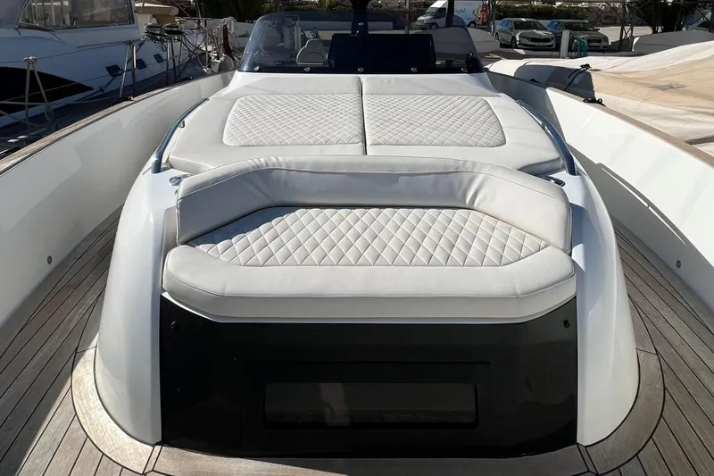  Yacht Photos Pics 2022 Solaris Power 44 Open yacht with luxurious white seating and sleek design.
