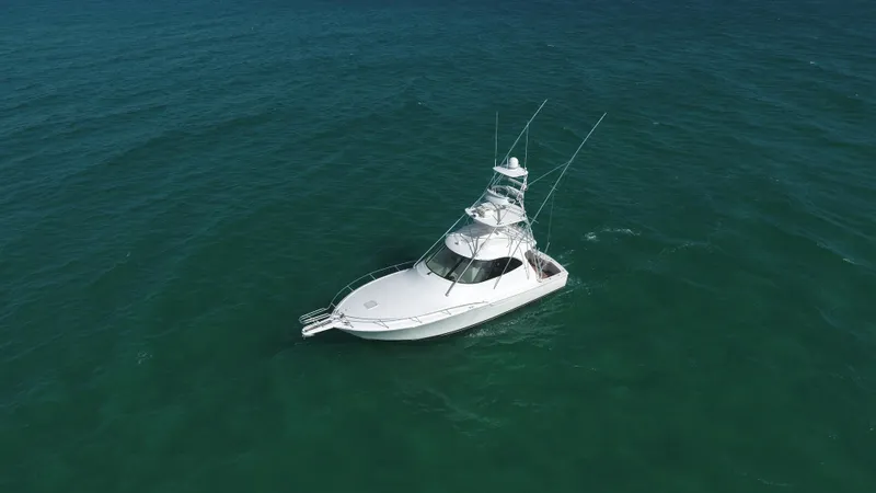 Brown Eyed Girl Yacht Photos Pics 2014 Viking 42 Sport Tower yacht on open sea.