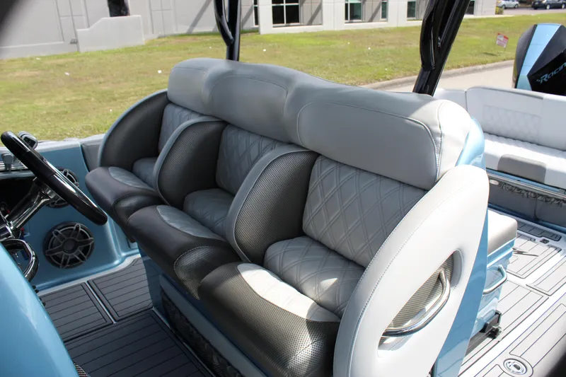  Yacht Photos Pics 2021 Nor-Tech 390 Sport Center Console interior with luxurious seating and modern design.
