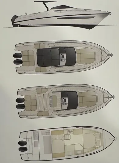  Yacht Photos Pics 2024 Rio Yachts Daytona 34 boat design with detailed interior and exterior layouts.