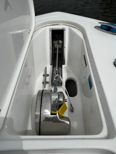  Yacht Photos Pics 2024 Tidewater 280 CC Adventure anchor compartment with stainless steel hardware.
