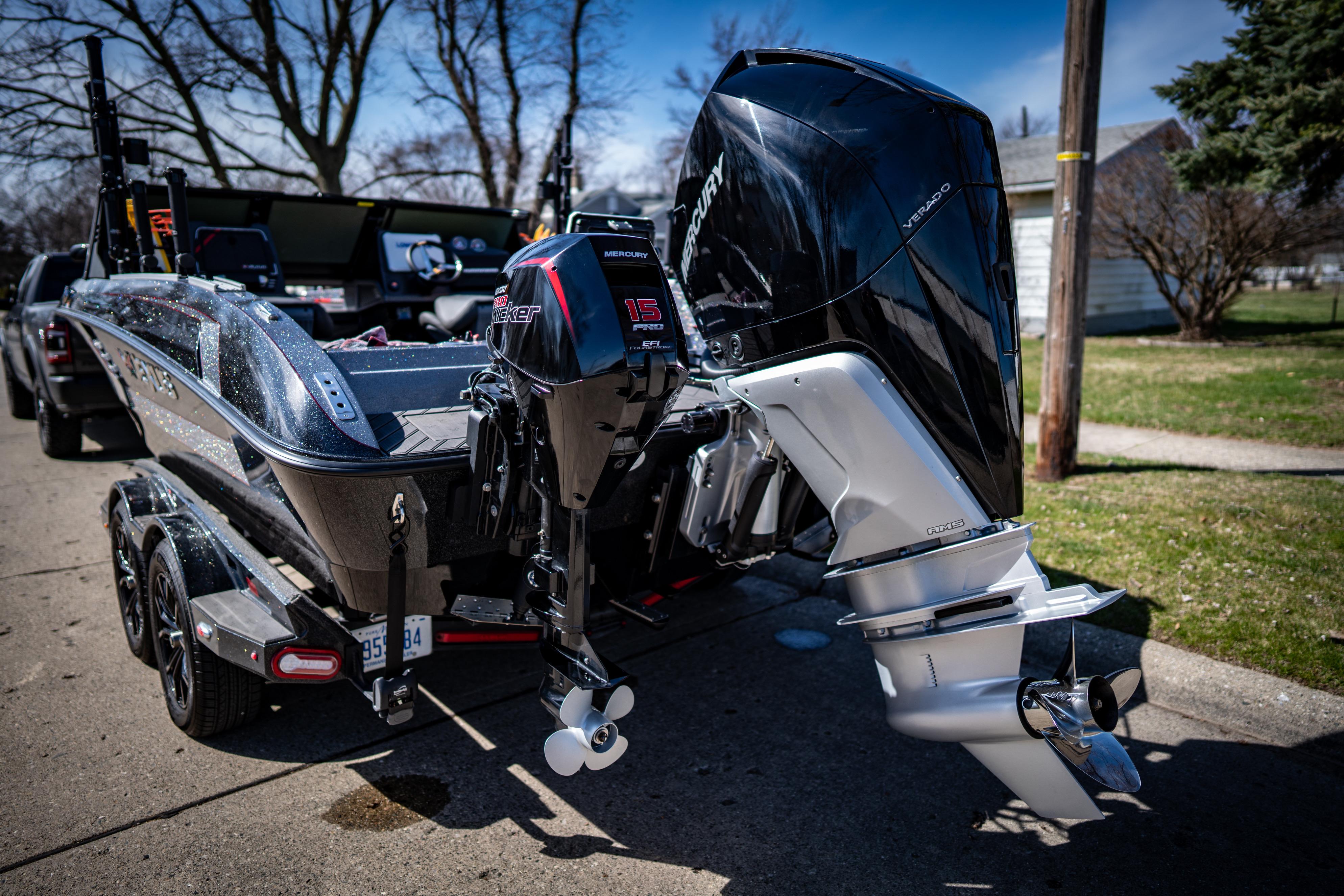 2022 Vexus DVX20 boat with powerful outboard motors on a trailer.