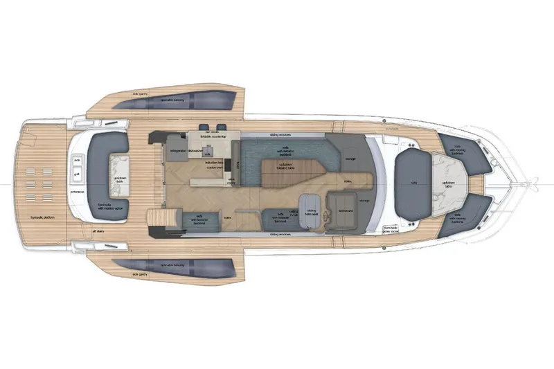  Yacht Photos Pics Manufacturer Provided Image: Floor plan of 2026 Galeon 520 Fly yacht, featuring spacious layout and modern amenities.