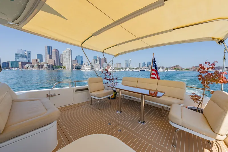 Lola Yacht Photos Pics Aft Seating with Bimini