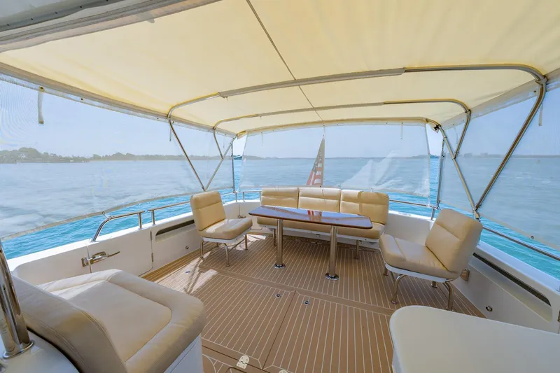 Lola Yacht Photos Pics Aft Seating with Sunbrella Curtains