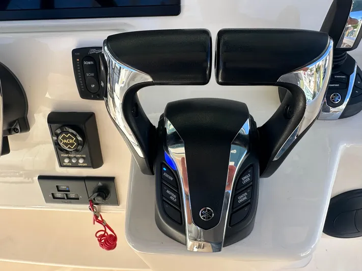  Yacht Photos Pics 2021 Grady-White 336 Canyon boat controls with Yamaha throttle and switches.