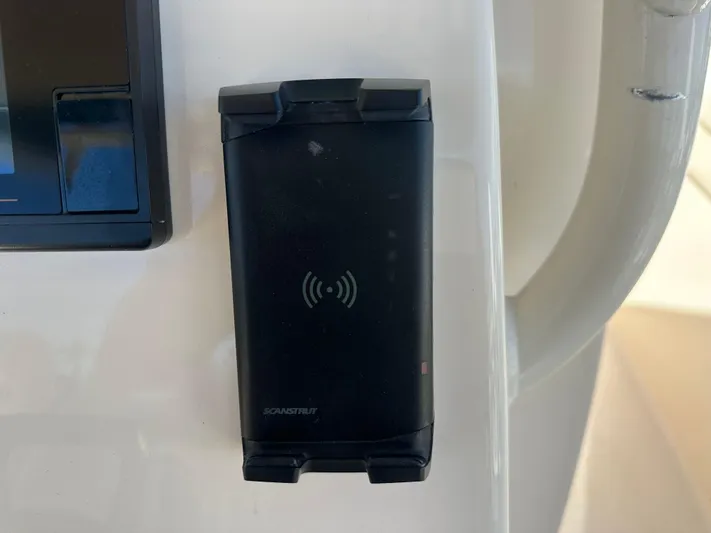  Yacht Photos Pics Scanstrut wireless charging pad on 2021 Grady-White 336 Canyon boat console.