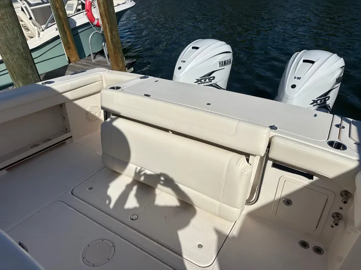  Yacht Photos Pics 2021 Grady-White 336 Canyon boat interior with Yamaha V8 engines.