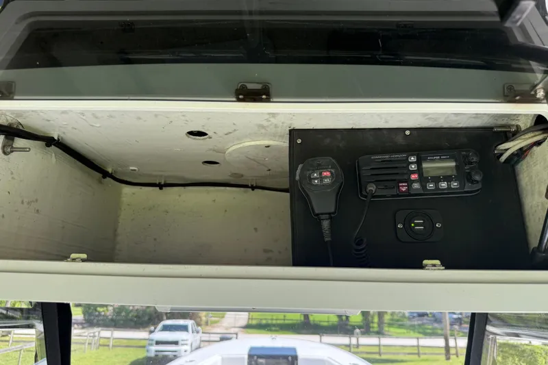  Yacht Photos Pics Interior view of a 2005 Apache 36CC boat's communication equipment compartment.