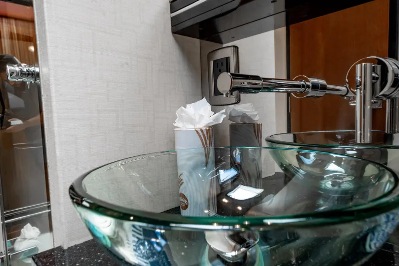 Inverse Entropy Yacht Photos Pics Glass sink and modern faucet in 2009 Marquis 500 Sport Coupe bathroom.