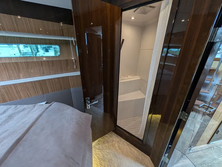 Emilia Yacht Photos Pics Luxurious bathroom in the 2022 Cruisers Yachts 54 Cantius model.