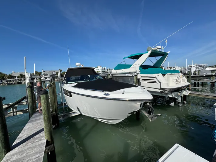 Inception Yacht Photos Pics 2023 Monterey 385 SS boat docked at marina.