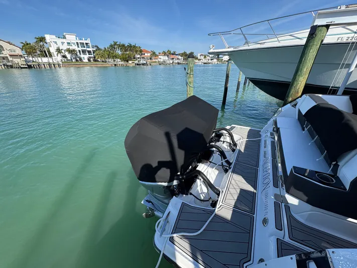 Inception Yacht Photos Pics Monterey 385 SS boat, 2023, docked with waterfront view.