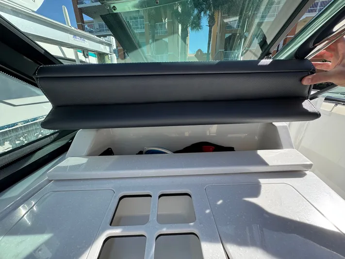 Inception Yacht Photos Pics Interior of 2023 Monterey 385 SS with storage compartment.