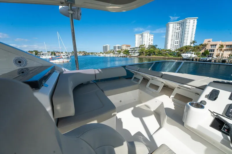 Holy Moly Yacht Photos Pics Luxurious 2020 Absolute 50 Fly yacht interior with scenic waterfront view.