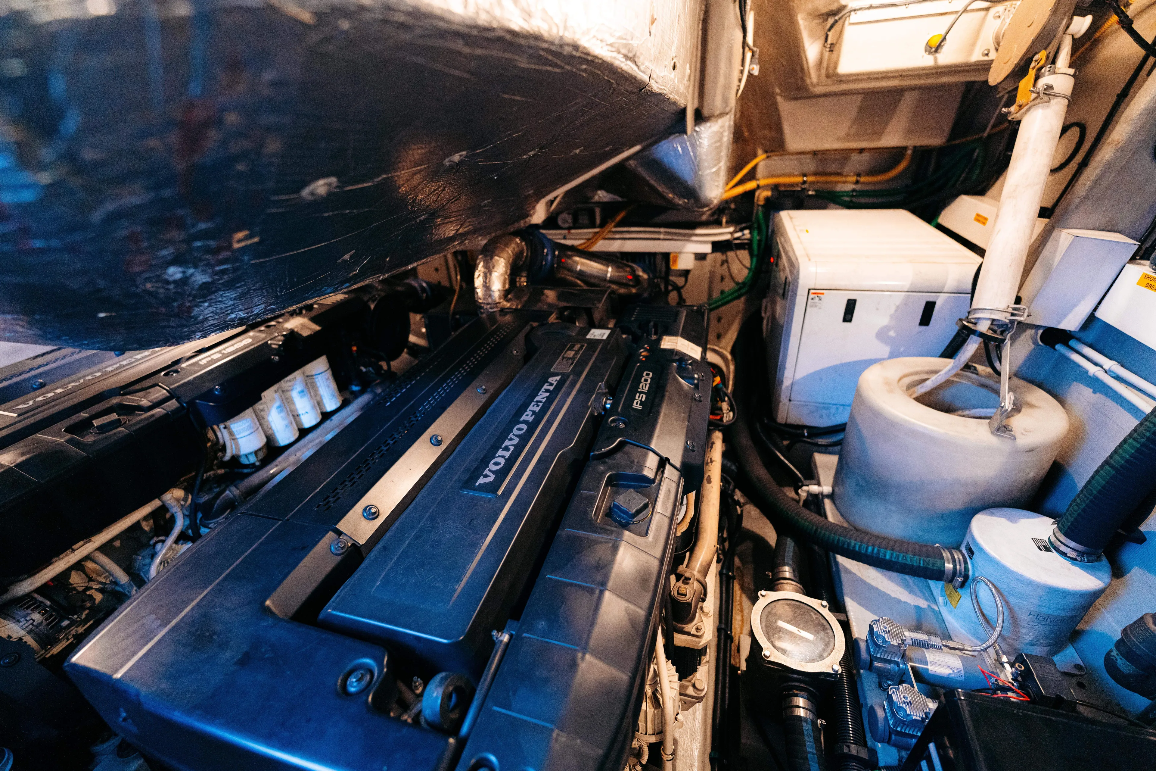  Yacht Photos Pics Engine room of 2014 Sunseeker Predator 60 yacht with Volvo Penta IPS600 engine.