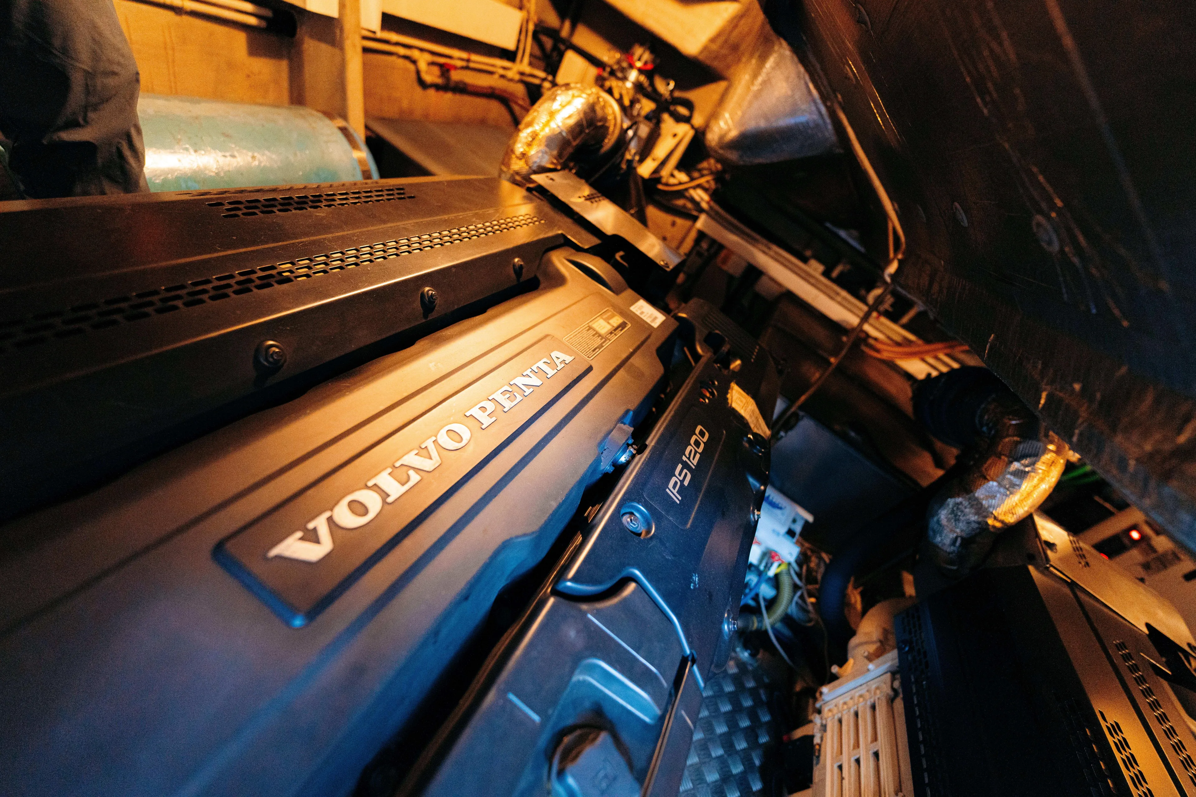  Yacht Photos Pics Volvo Penta engine in 2014 Sunseeker Predator 60 yacht engine room.