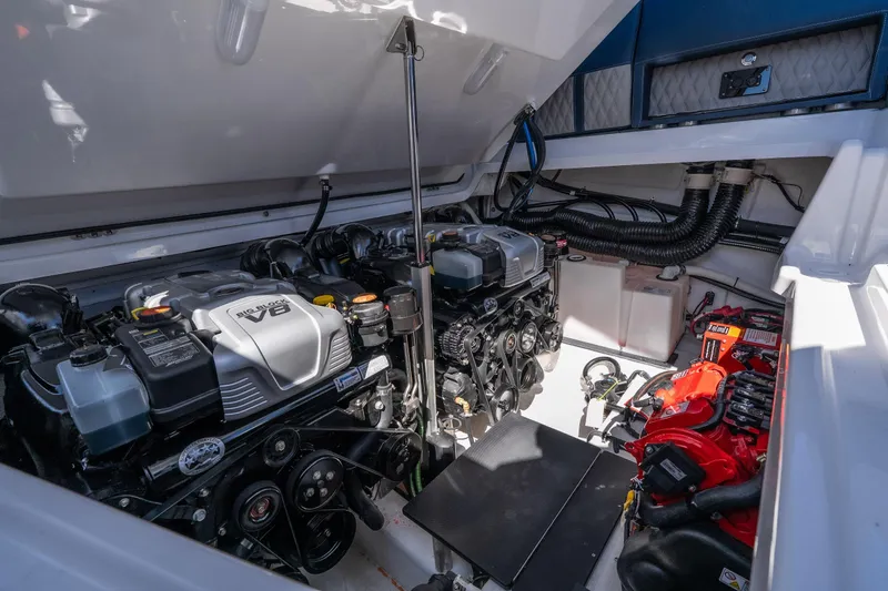  Yacht Photos Pics Engine compartment of 2026 Monterey 378SS Super Sport with dual V8 engines.