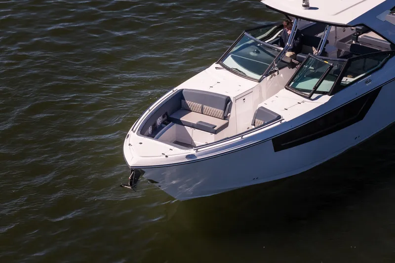  Yacht Photos Pics 2026 Monterey 378SS Super Sport boat cruising on calm water.